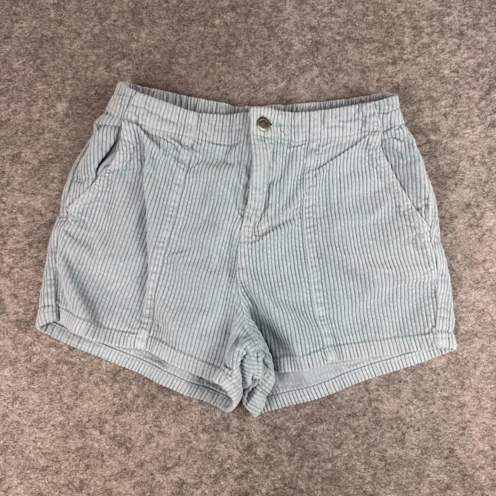 RVCA Womens Blue Corduroy Shorts High Rise Elastic Waist Size Medium Cotton